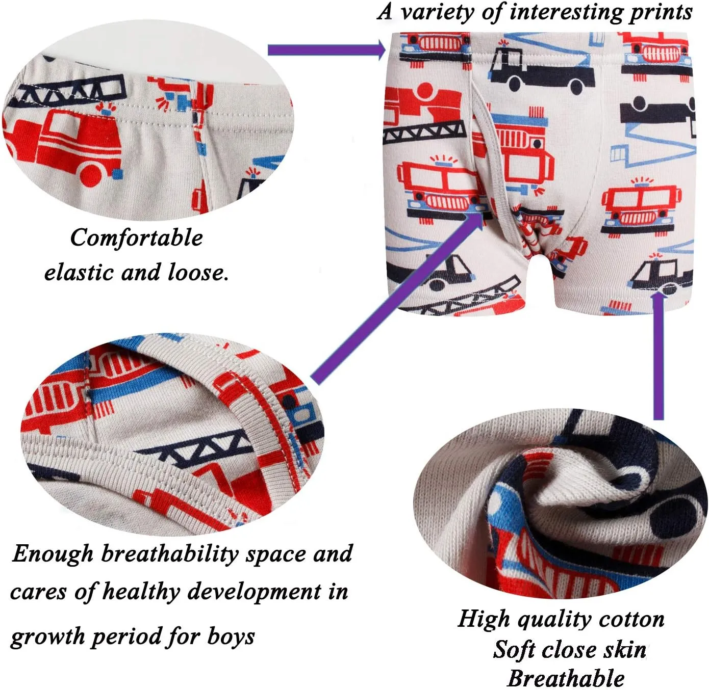 Boboking Little Boys Boxer Briefs Dinosaur Truck Shark Toddler Kids Underwear