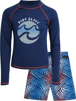 Body Glove Boys Swim Set - 2 Piece UPF 50  Swim Trunks and Rash Guard for Boys Kids Swimwear Set (Sizes: 4-12)