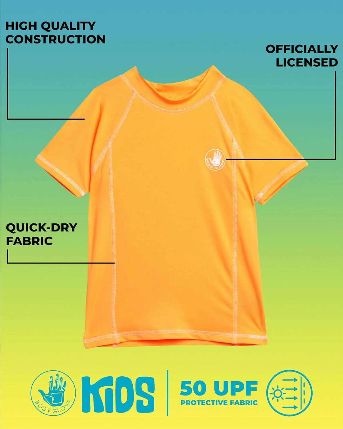 Body Glove Boys Swim Shirt - UPF 50  UV Sun Protection Quick Dry Short Sleeve Rash Guard for Boys Surf Swimwear (Sizes: 5-14)