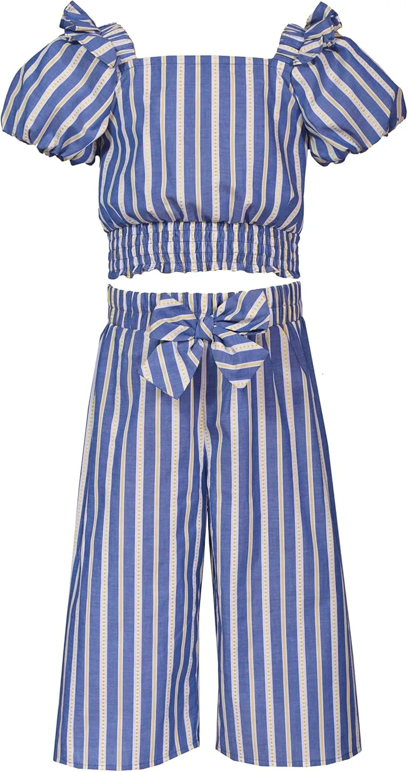 Bonnie Jean Girls 4-16 Summer Poplin Top Cropped Pant Set