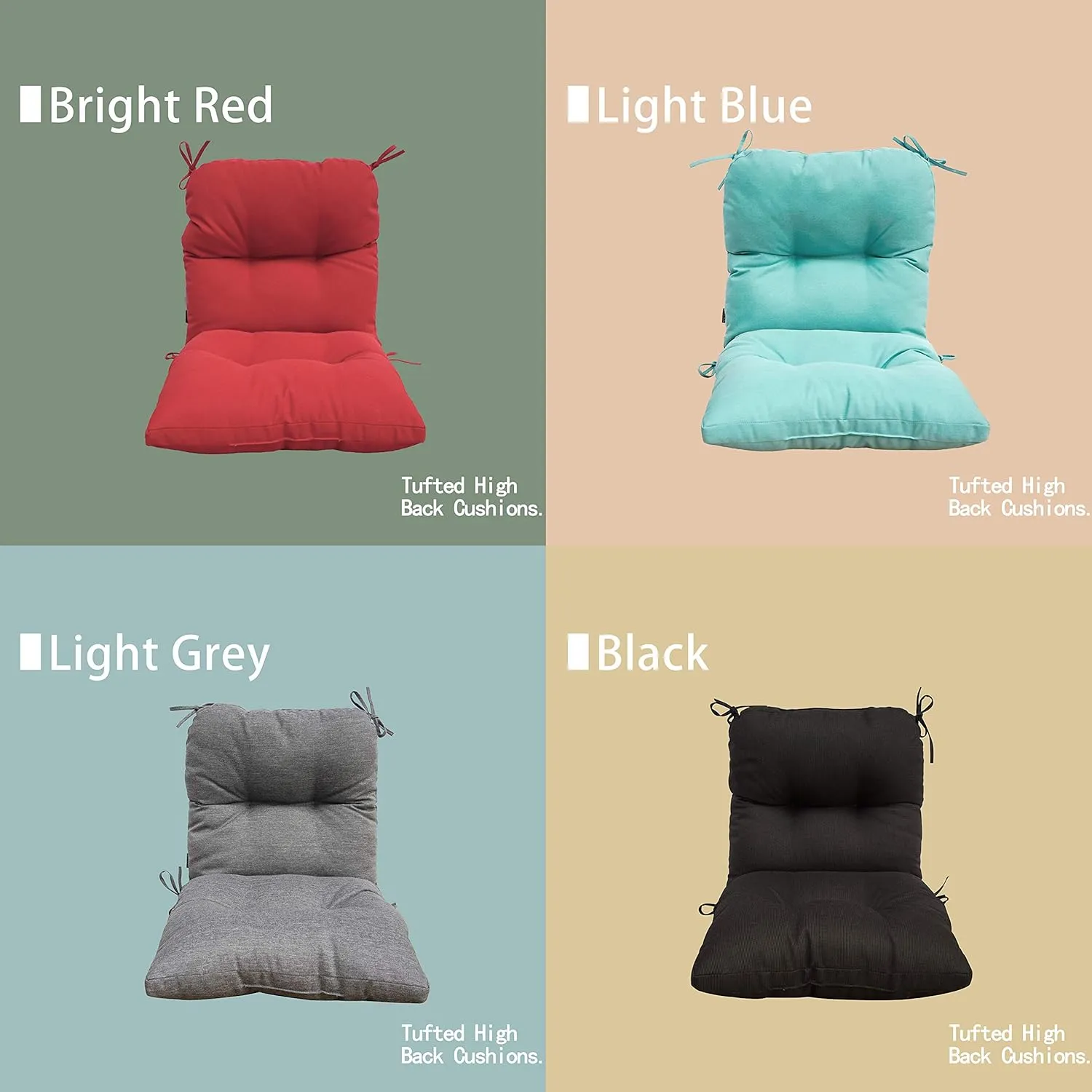 BOSSIMA Outdoor Indoor High Back Chair Tufted Thick Cushions Comfort Replacement Patio Seating Cushions Set of 2 Bright Red
