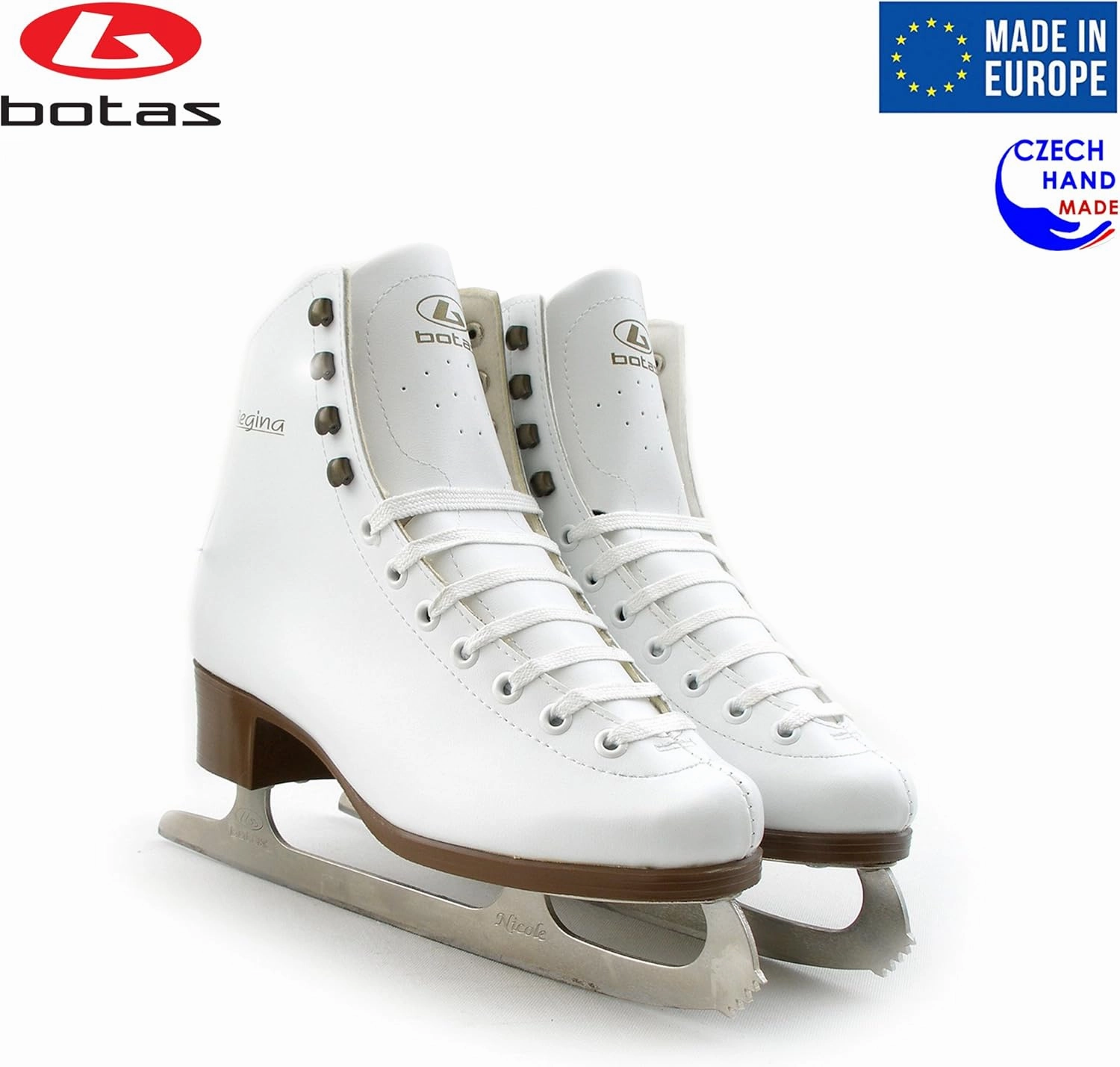 Botas - Model: Regina/Made in Europe (Czech Republic) / Figure Ice Skates for Women, Girls, Kids/Nicole Blades/White Color