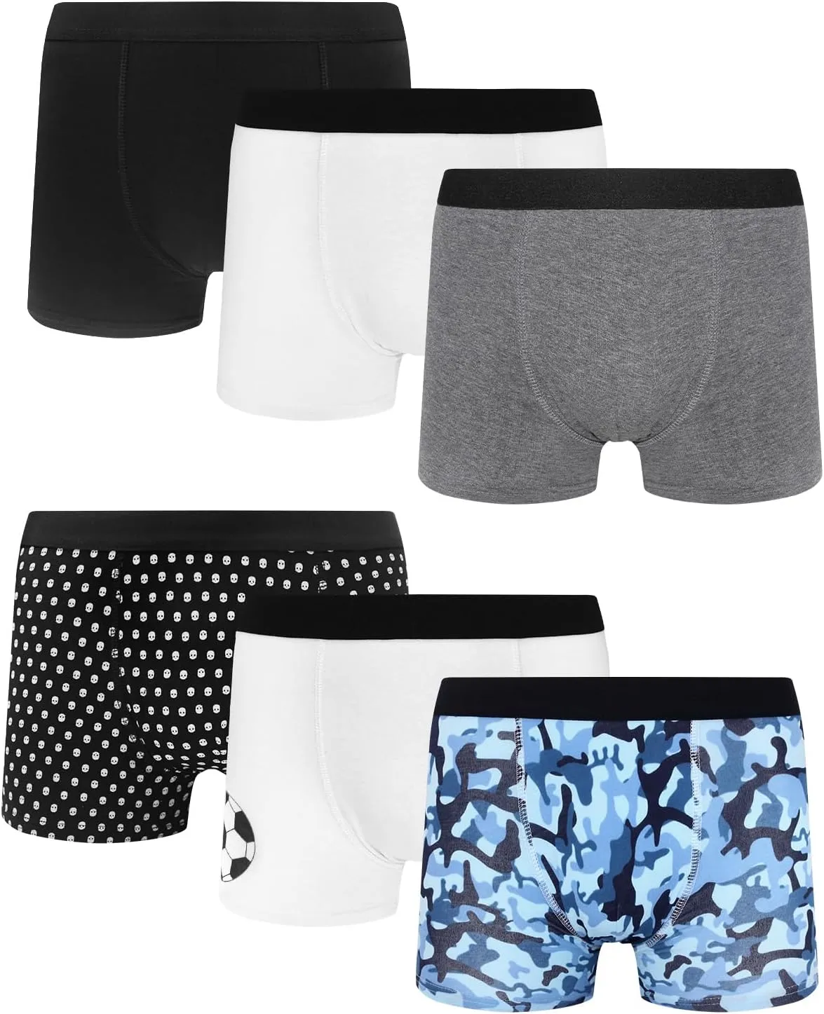 Boys' Boxer Briefs Shorts Kids Cotton Underwear Size 8 10 12 14 16,6-Pack Soft Waistband 8-16T 1603