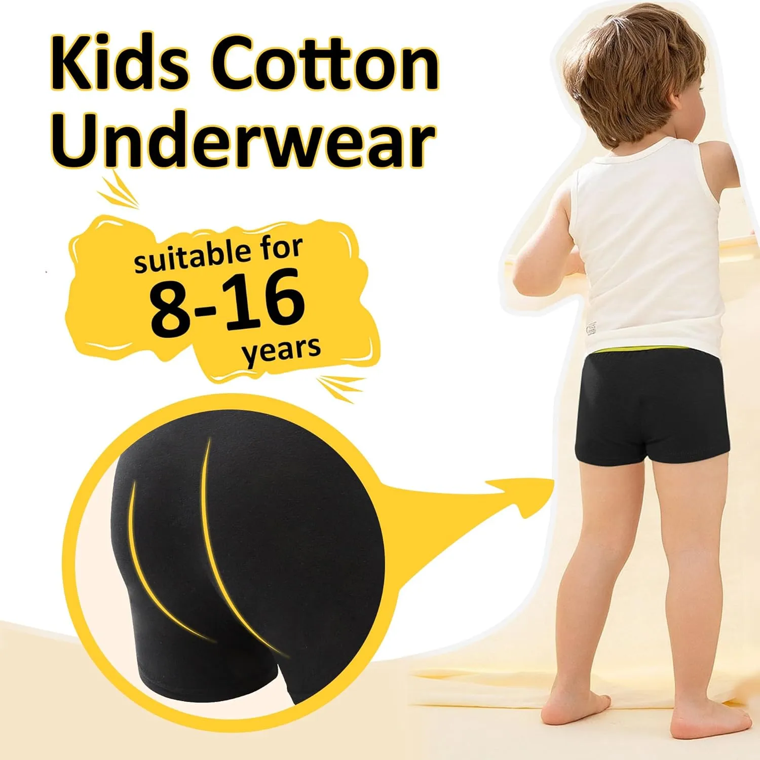 Boys' Boxer Briefs Shorts Kids Cotton Underwear Size 8 10 12 14 16,6-Pack Soft Waistband 8-16T 1603