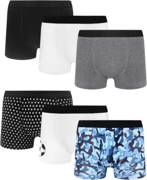 Boys' Boxer Briefs Shorts Kids Cotton Underwear Size 8 10 12 14 16,6-Pack Soft Waistband 8-16T 1603