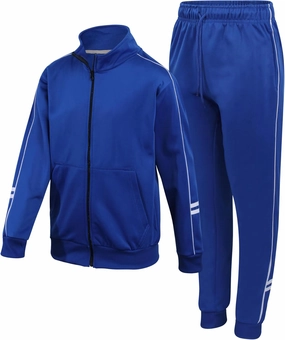 Boys' Tricot Jogger Set - 2 Piece Active Performance Zip-Up Tracksuit Set (Size: 4-18)