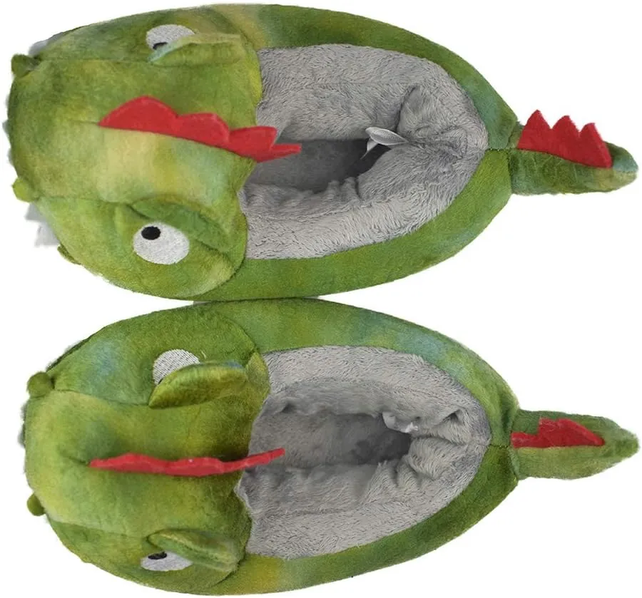 Boy's/Girl's Dinosaur Slippers with Anti-Skid Rubber Sole House Shoes