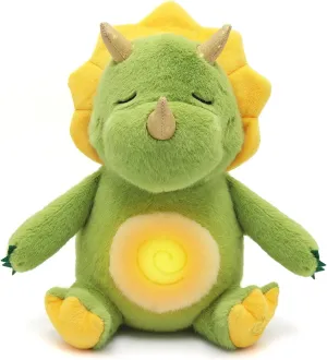 Breathing Dinosaur Plush Toys with Light and Sound, Triceratops Dinosaur Stuffed Animal, Adjustable Singing Night Light, Green Dino Plush Toy Gift for Kids, 11.8 inch