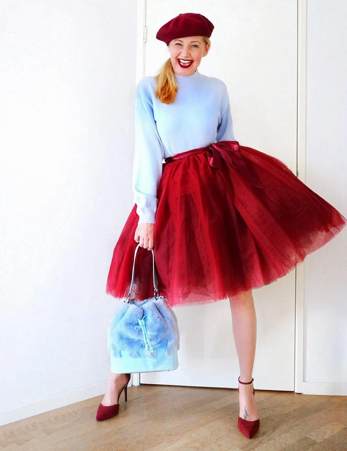 Bridesmay Women's Tulle Skirt Knee Length 6-Layered Wedding Party Homecoming Prom Dress