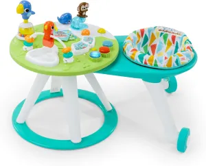Bright Starts Around We Go 2-in-1 Baby Walker, Discovery Activity Center and Table, Tropic Cool, Ages 6 Months 