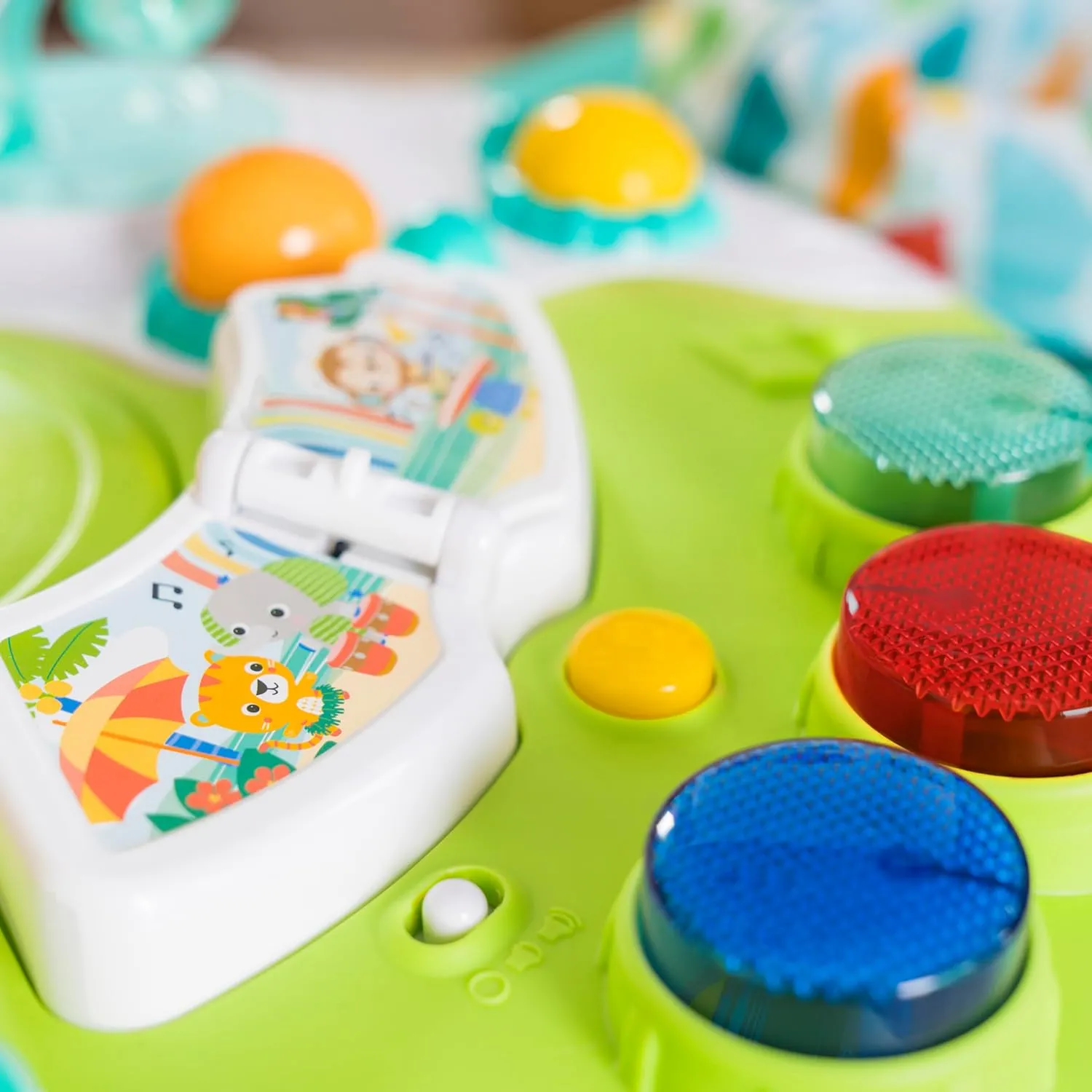 Bright Starts Around We Go 2-in-1 Baby Walker, Discovery Activity Center and Table, Tropic Cool, Ages 6 Months 