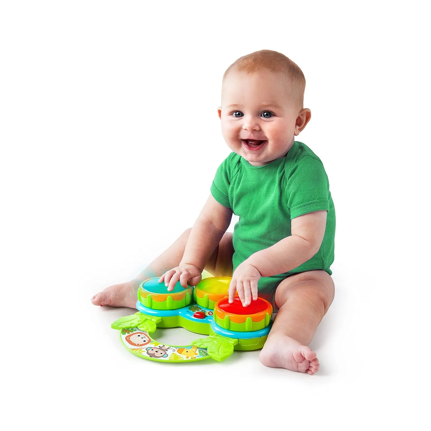 Bright Starts Safari Beats Musical Drum Toy with Lights, Ages 3 Months  , Multi (Pack of 2)