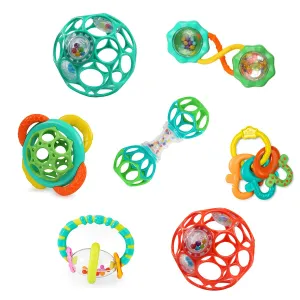 Bright Starts Soothers & Shakers 7pc Gift Set - BPA-Free Baby Rattles, Teethers and Stroller Toys, Unisex, Newborn 