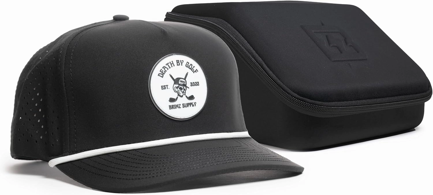 BRIMZ Golf Performance Hat - Tee Holder & Magnetic Ball Marker - Breathable, Sweat & Water Resistant Golfing Snapback Hat