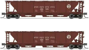 Broadway Limited 7251 H32 Covered Hopper, PRR, Freight Car Red with White Circle Keystone, 2-Pack B, N Scale