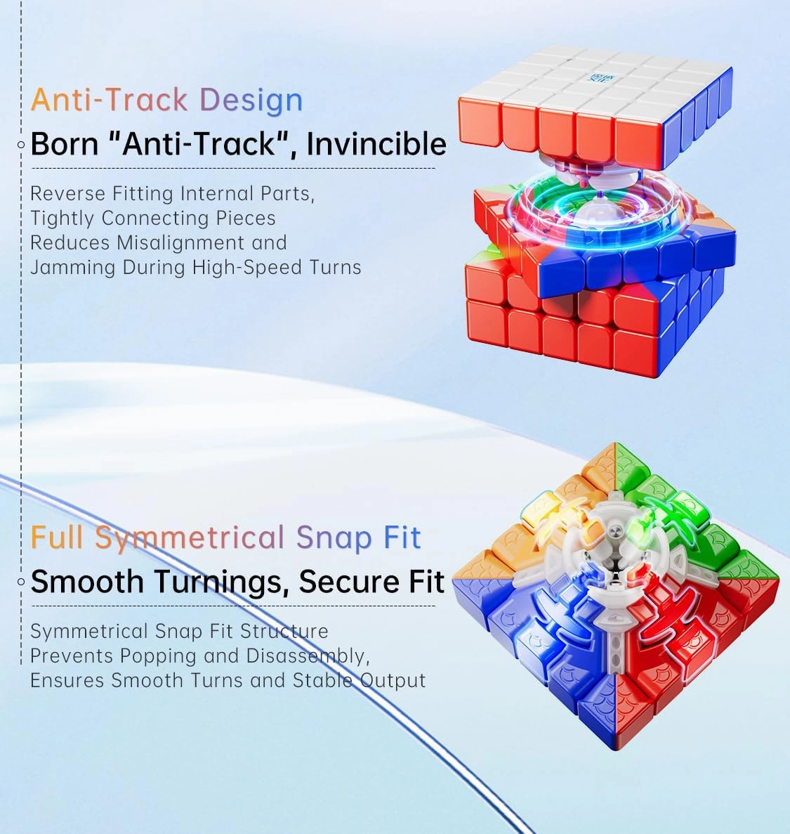 Bukefuno MoYu Aochuang V6 DoubleTrack UV 5x5 Magic Cube Puzzle Magnetic moyu Aochuang WRM V6 112 Magnets, 2Track UV Magic Cloth Stickerless 5x5x5 Cube Speed