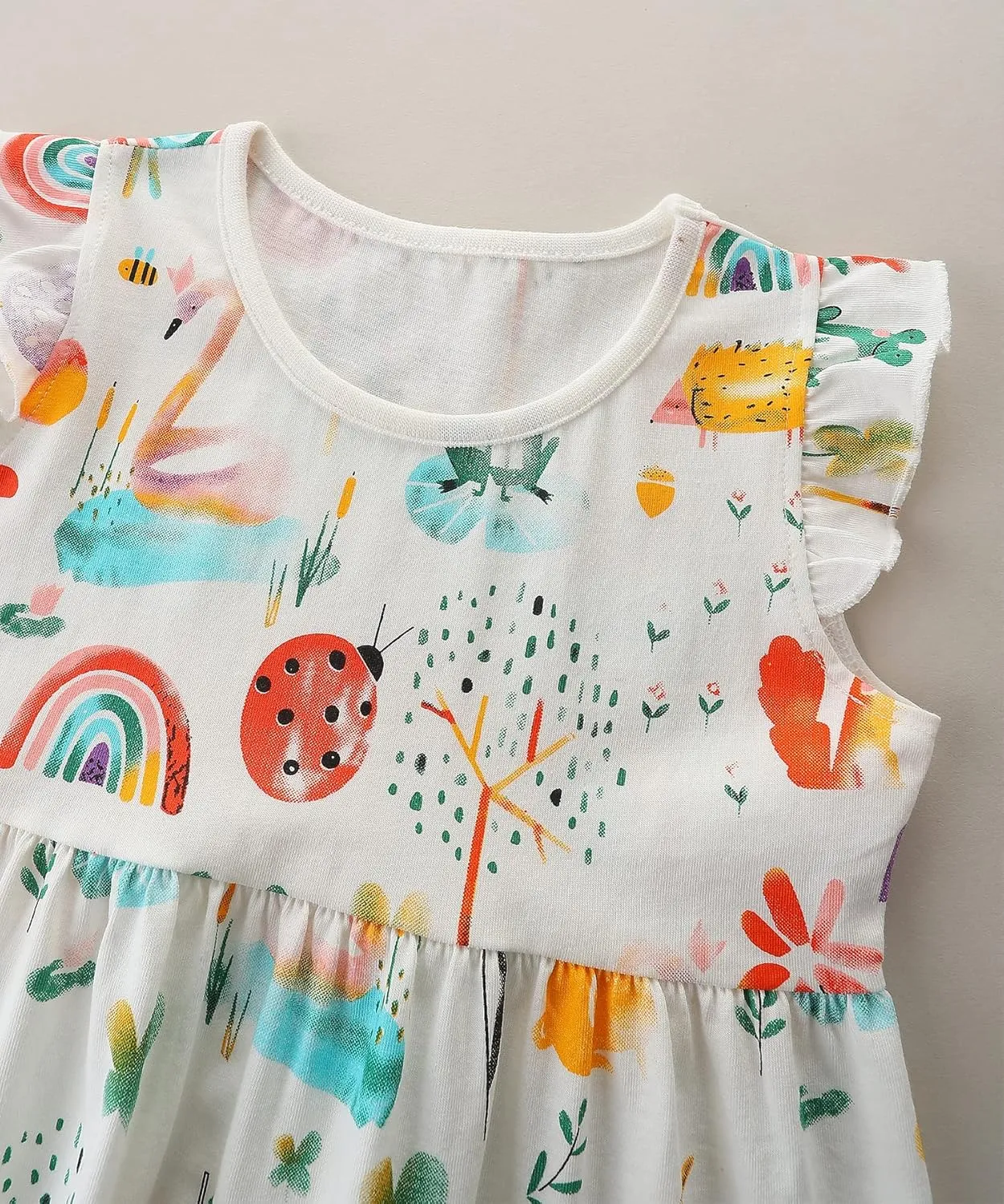 Bumeex Toddler Girls Clothes Cotton Short Sleeve Casual Girls Dresses for Kids 2-7 Years