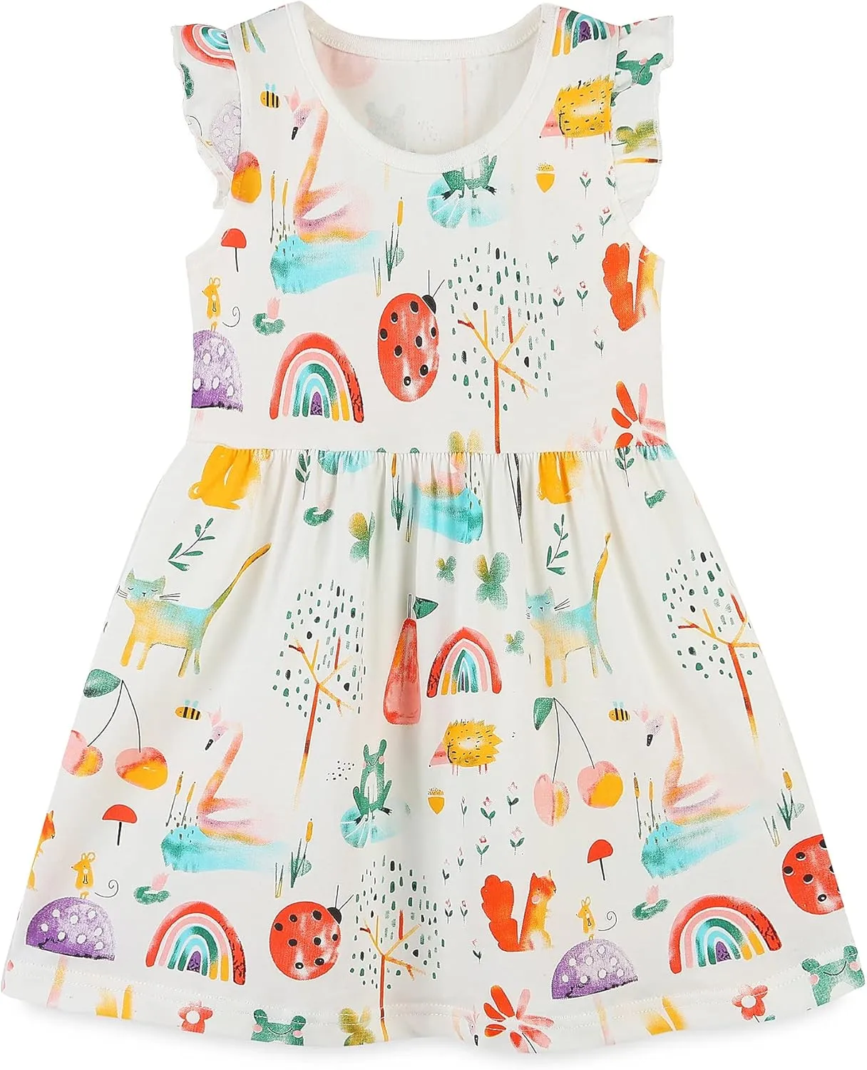 Bumeex Toddler Girls Clothes Cotton Short Sleeve Casual Girls Dresses for Kids 2-7 Years