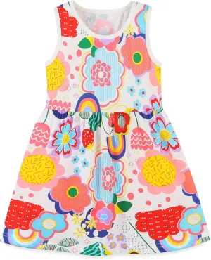 Bumeex Toddler Girls Clothes Cotton Short Sleeve Casual Girls Dresses for Kids 2-7 Years