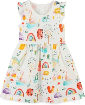 Bumeex Toddler Girls Clothes Cotton Short Sleeve Casual Girls Dresses for Kids 2-7 Years