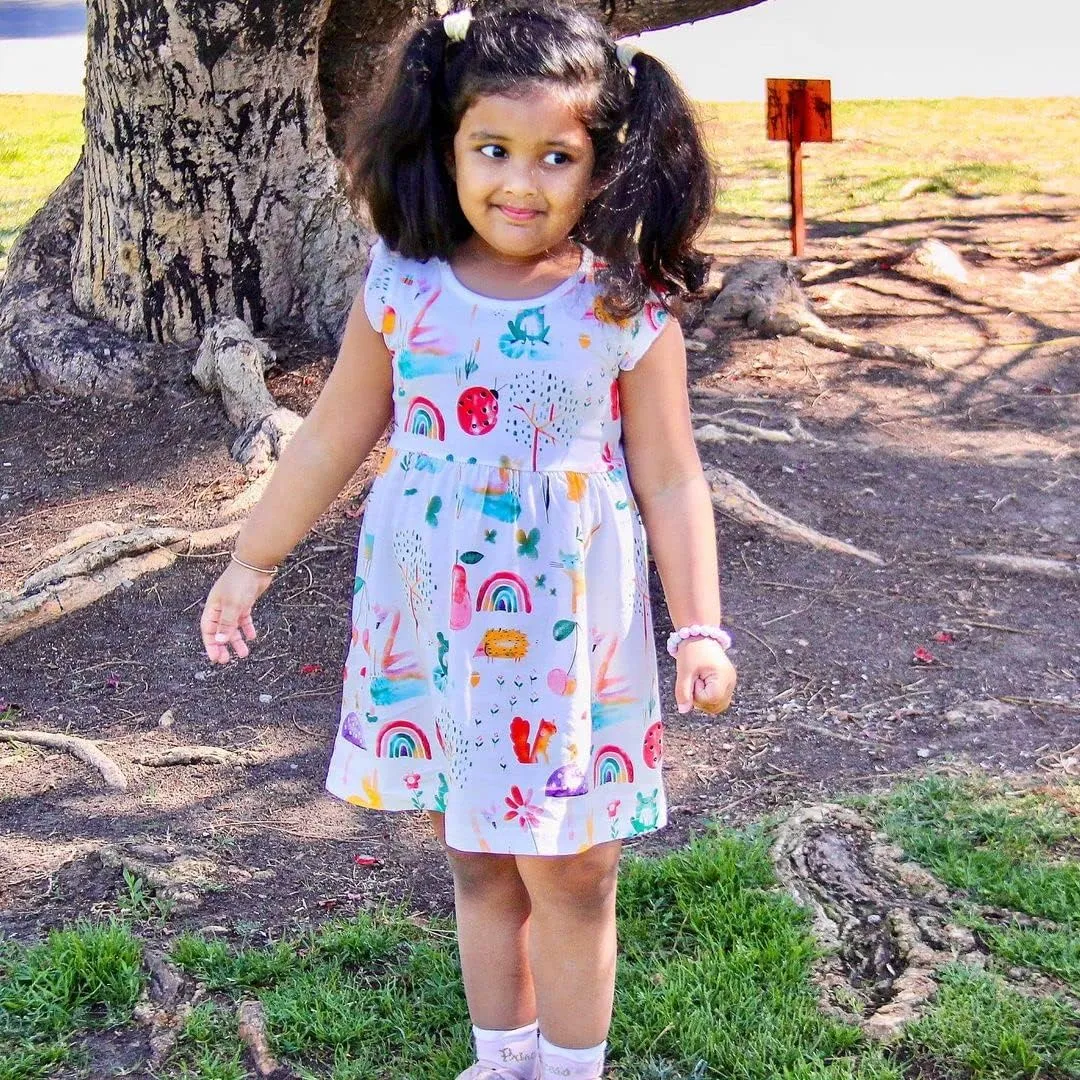 Bumeex Toddler Girls Clothes Cotton Short Sleeve Casual Girls Dresses for Kids 2-7 Years