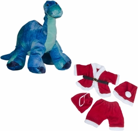Burly The Brachiosaurus 8 Inch Plush Toy with Santa Claus Outfit, Soft & Cuddly Christmas Dinosaur Stuffed Animal with Hat, Belt & Toy Sack, Holiday Plush for Kids