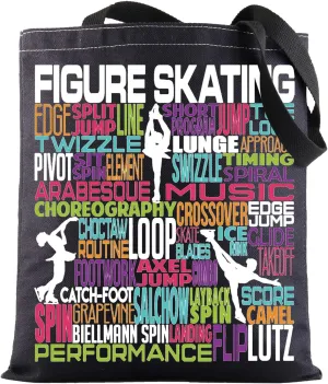 BWWKTOP Figure Skating Tote Bag Figure Skater Gifts Ice Skater Gift Skating Shoulder Bag For Skating Lover Skating Team