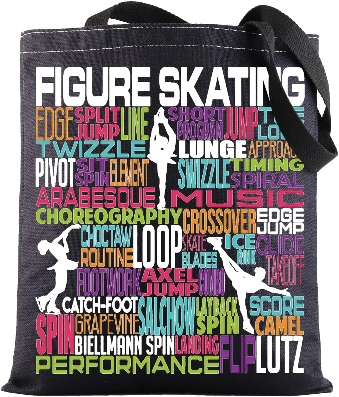 BWWKTOP Figure Skating Tote Bag Figure Skater Gifts Ice Skater Gift Skating Shoulder Bag For Skating Lover Skating Team