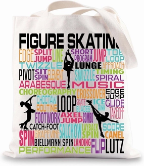 BWWKTOP Figure Skating Tote Bag Figure Skater Gifts Ice Skater Gift Skating Shoulder Bag For Skating Lover Skating Team