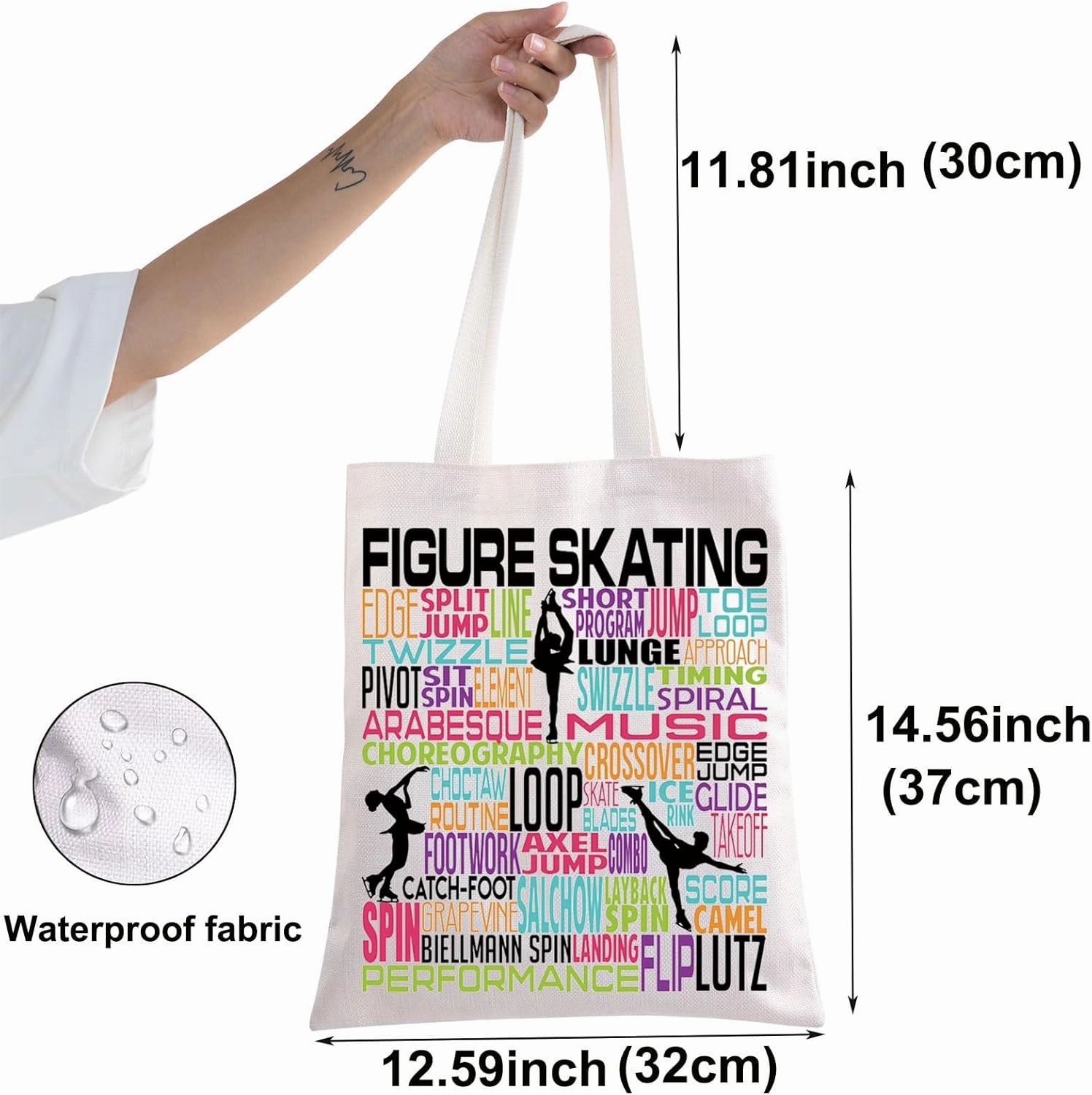 BWWKTOP Figure Skating Tote Bag Figure Skater Gifts Ice Skater Gift Skating Shoulder Bag For Skating Lover Skating Team