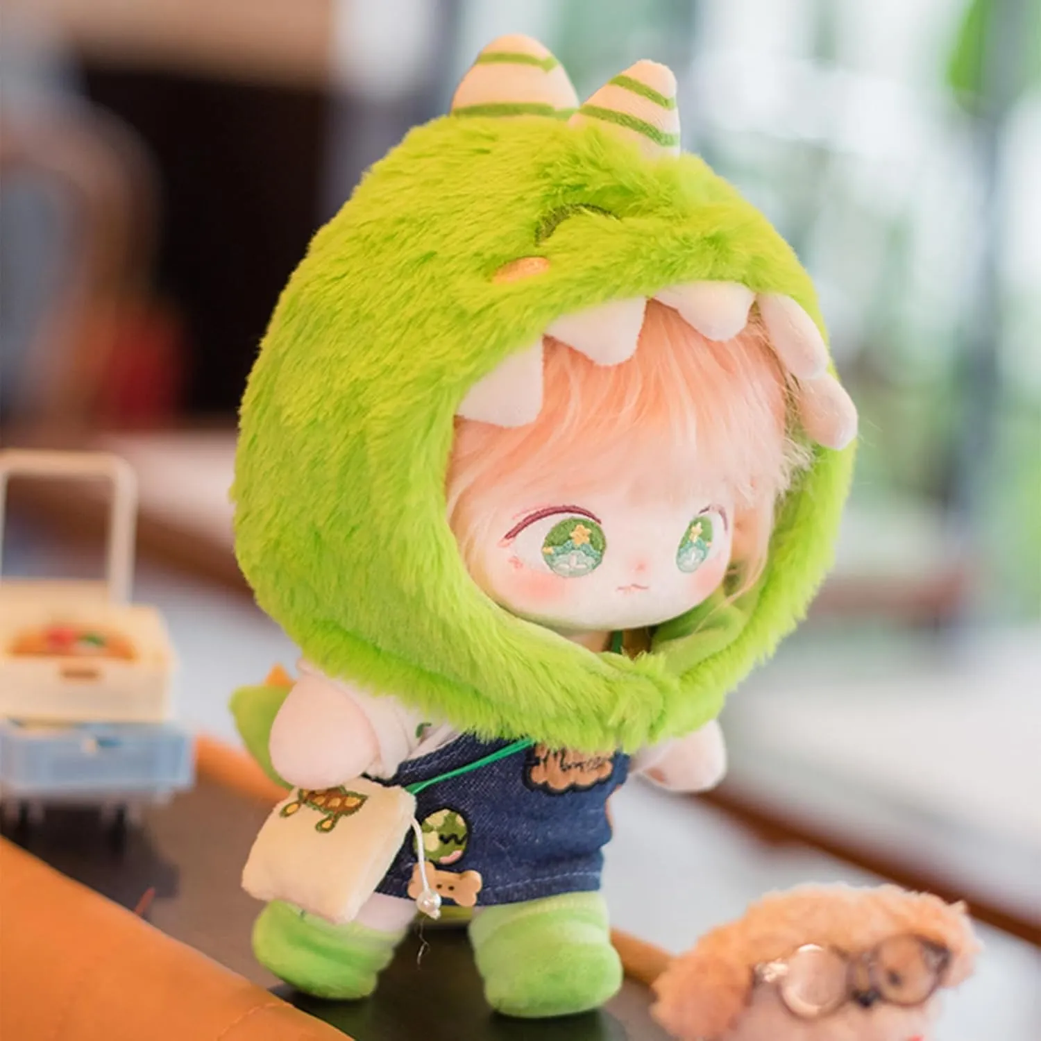 CALEMBOU 20cm Plush Doll, Cute Soft Stuffed Dress up Doll with Skeleton, Kawaii Plush Toys for Birthday with Clothes (Taoyaoyao   Dinosaur Exodus Set)