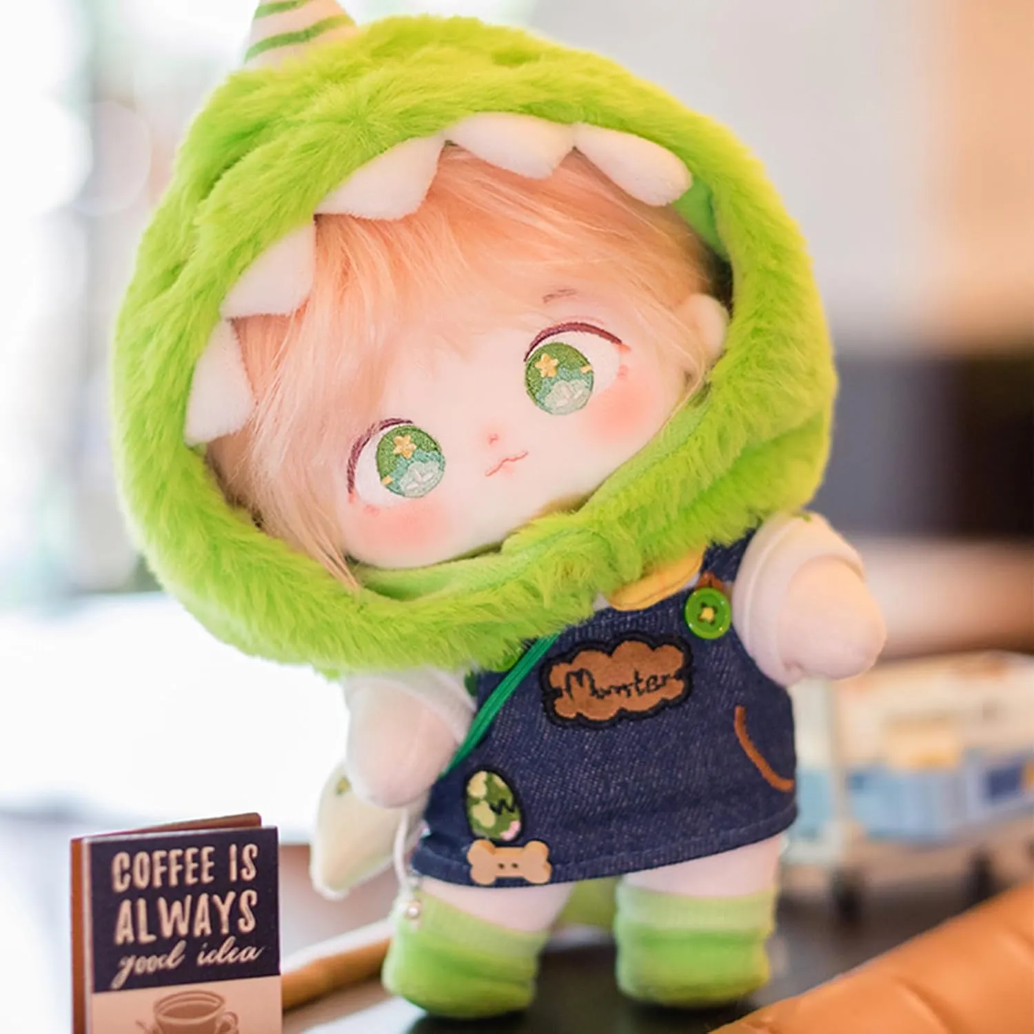 CALEMBOU 20cm Plush Doll, Cute Soft Stuffed Dress up Doll with Skeleton, Kawaii Plush Toys for Birthday with Clothes (Taoyaoyao   Dinosaur Exodus Set)