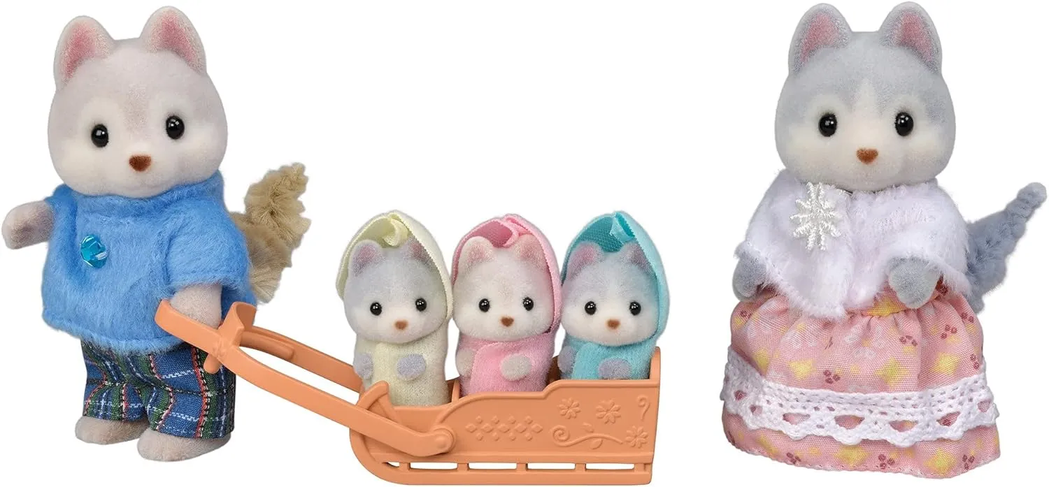 Calico Critters Husky Family - Set of 5 Collectible Doll Figures for Ages 3 
