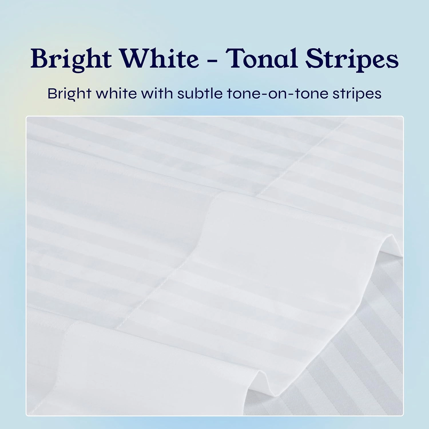 California Design Den Standard Queen Size Pillowcase Set - 400 Thread Count, 100% Cotton Sateen, Set of 2 Pillow Covers, Breathable, Cooling, Soft for Quality Sleep - Striped Bright White