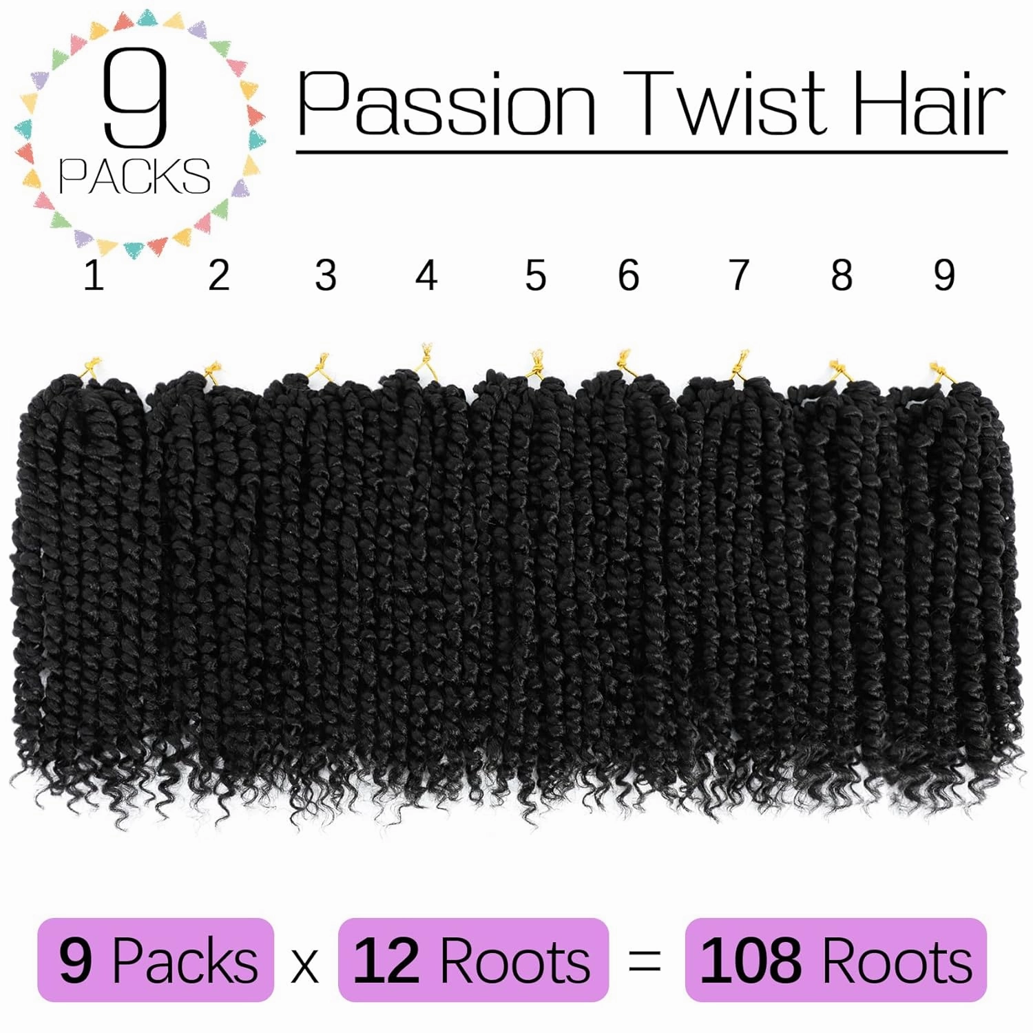 Callia Passion Twist Hair 10 Inch 9 Packs Pre twisted Passion Twist Crochet Hair Pre Looped Crochet Hair for Black Women, Soft Crochet Passion Twist Hair 1B