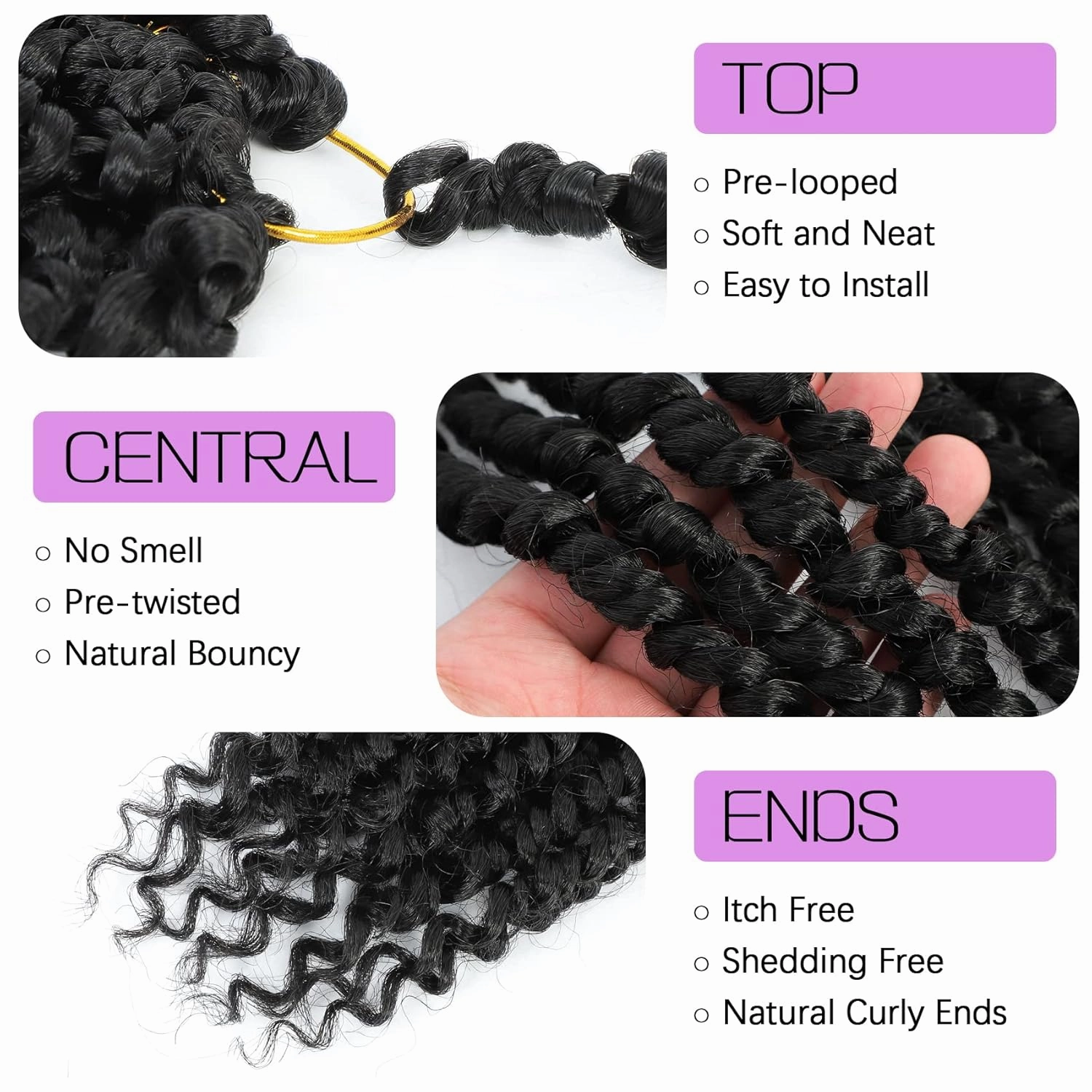 Callia Passion Twist Hair 10 Inch 9 Packs Pre twisted Passion Twist Crochet Hair Pre Looped Crochet Hair for Black Women, Soft Crochet Passion Twist Hair 1B