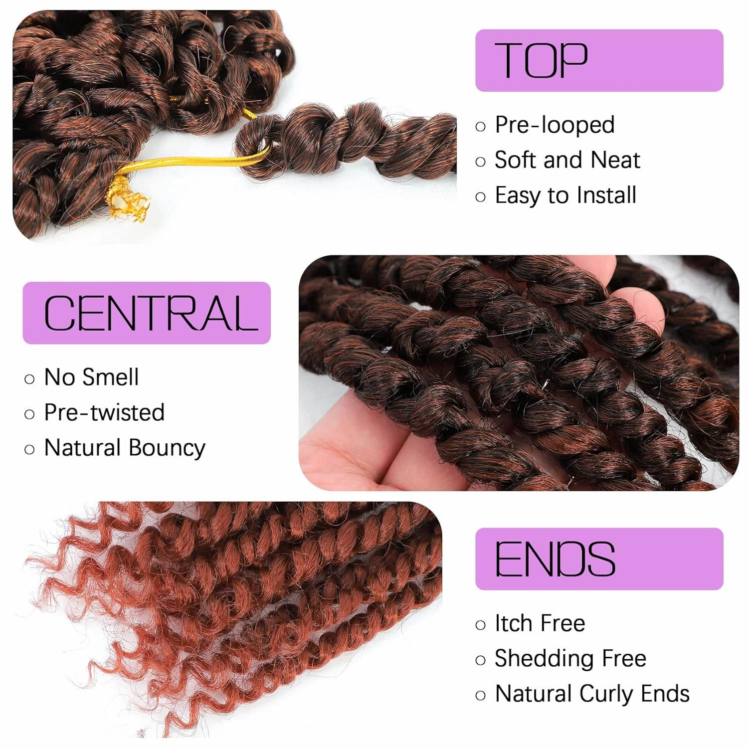 Callia Passion Twist Hair 10 Inch Passion Twist Crochet Hair 9 Packs Crochet Hair for Black Women Pre twisted Crochet Passion Twist Hair Pre Looped T350
