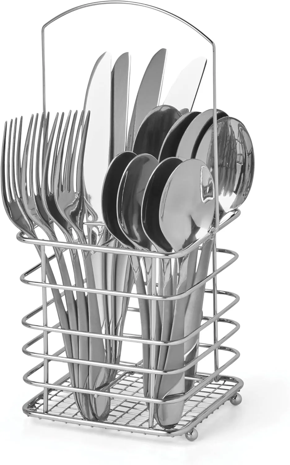 Cambridge Swirl Sand Piece Flatware Set with Caddy, 16 Count
