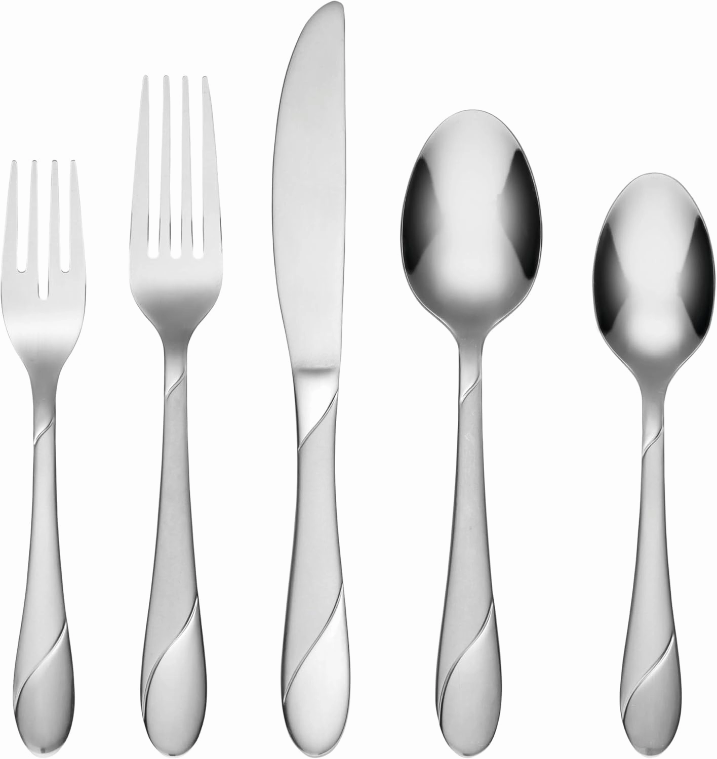Cambridge Swirl Sand Piece Flatware Set, 89 Count, Metallic