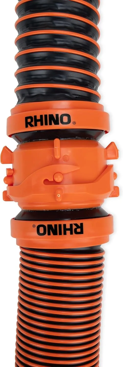 Camco RhinoEXTREME 10-Foot Camper & RV Sewer Hose Kit - Crush Resistant TPE Technology - Pre-Attached Rhino Swivel Fittings for Secure Connection - RV Heavy Duty Sewer Hose for RV Toilet (39854)