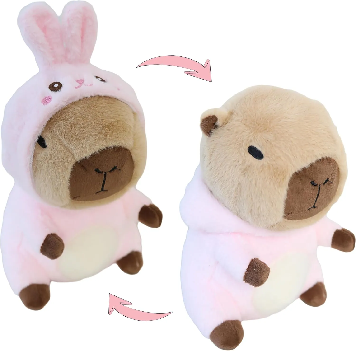 Capybara - Duckling Duck Stuffed Animal Capybara Wearing Pink Duck Costume Plushies Dressed as Cute Funny Plush Toys for Kids Stuffed Animals Gift for Lover 10 Inch