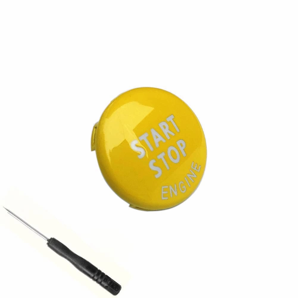 Car Engine Start Stop Switch Button Replace Cover for BMW 1 3 5 Series X1 X3 X5 X6 Z4 E Chassis E81 E87 E90 E91 E92 E93 E60 E84 E83 E70 E71 E72 E89 (Yellow)