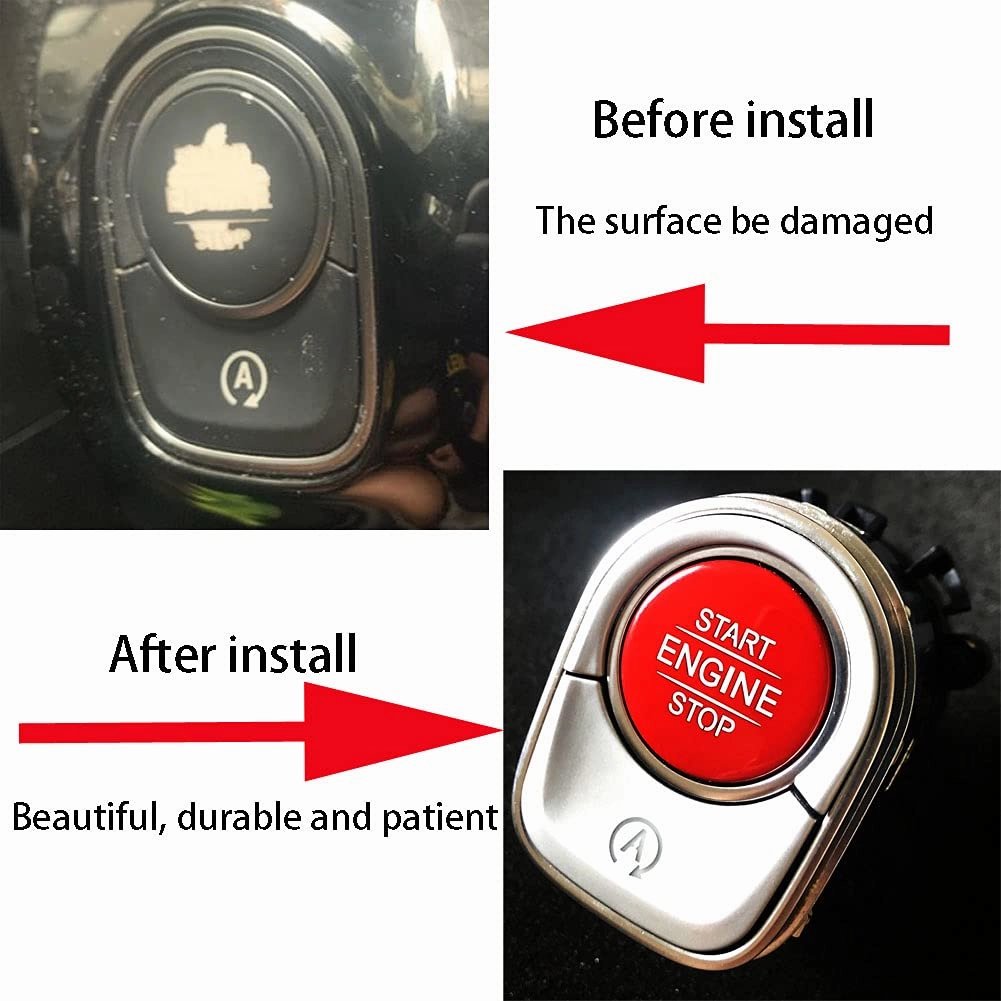 Car Start Stop Engine Push Switch Buttons Cover Trim Replacement Fit for Mercedes Benz A B CLA GLA GLB Class W177 W247 C118 X247 2020  (Red)