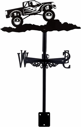 Car Weathervane Metal Weather Vane, Buggy Mountain Bike Scene Garden Stake Wind Vane for Outdoor Farm