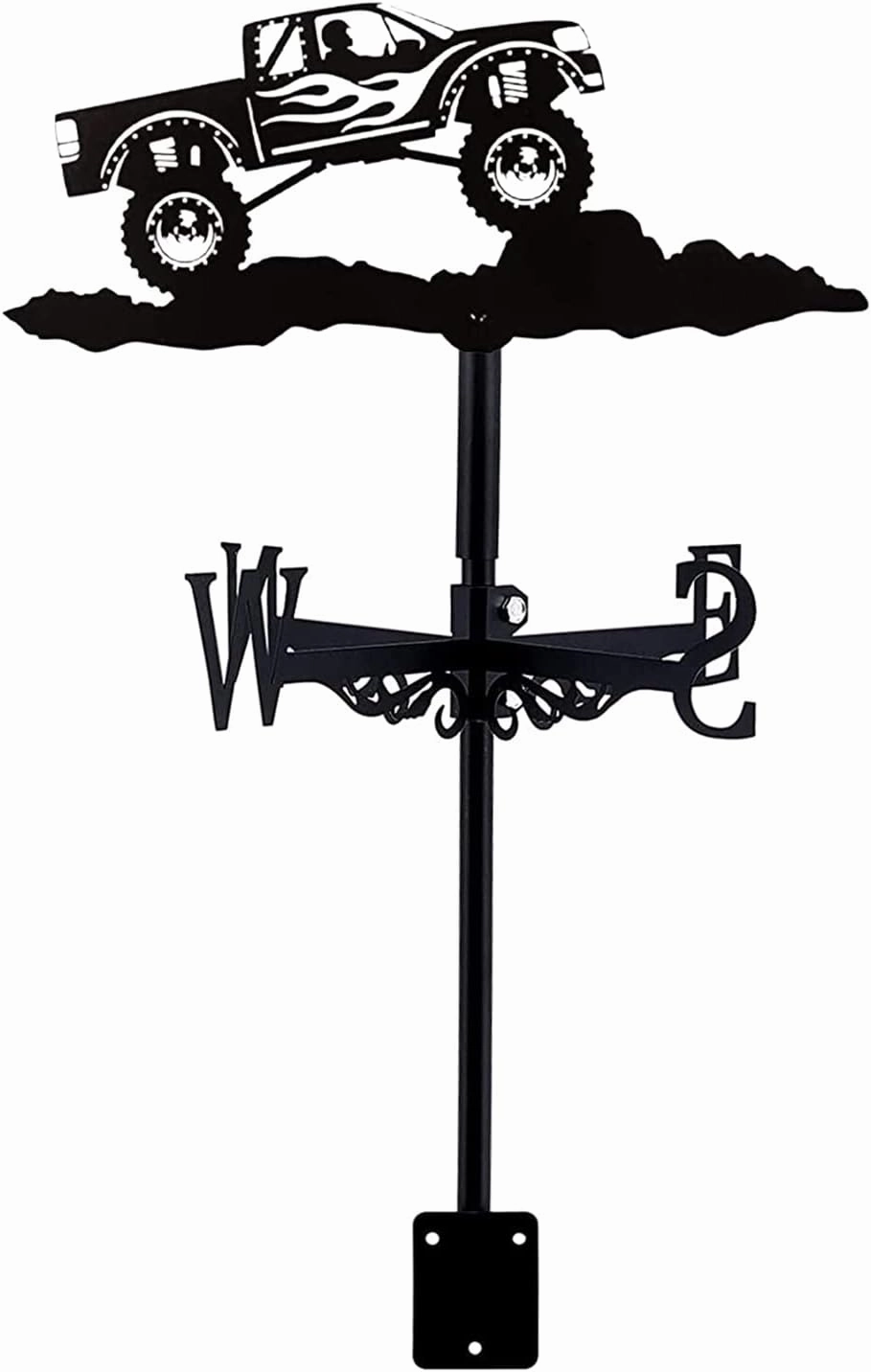 Car Weathervane Metal Weather Vane, Buggy Mountain Bike Scene Garden Stake Wind Vane for Outdoor Farm