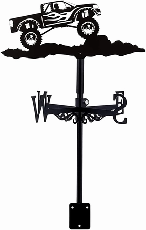 Car Weathervane Metal Weather Vane, Retro Buggy Mountain Bike Farm Scene Garden Stake Wind Vane, Decorative Wind Direction Indicator for Outdoor Farm