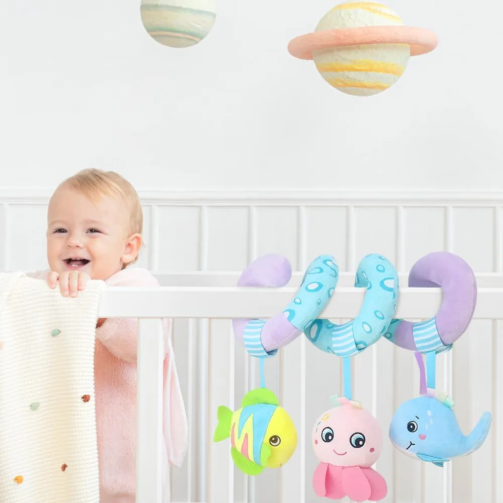 Caterbee Baby Stroller Toys, Activity Spiral Plush bar Toy Accessories, Car Seat Toy with Bell for boy or Girl 0 Months  (Ocean)