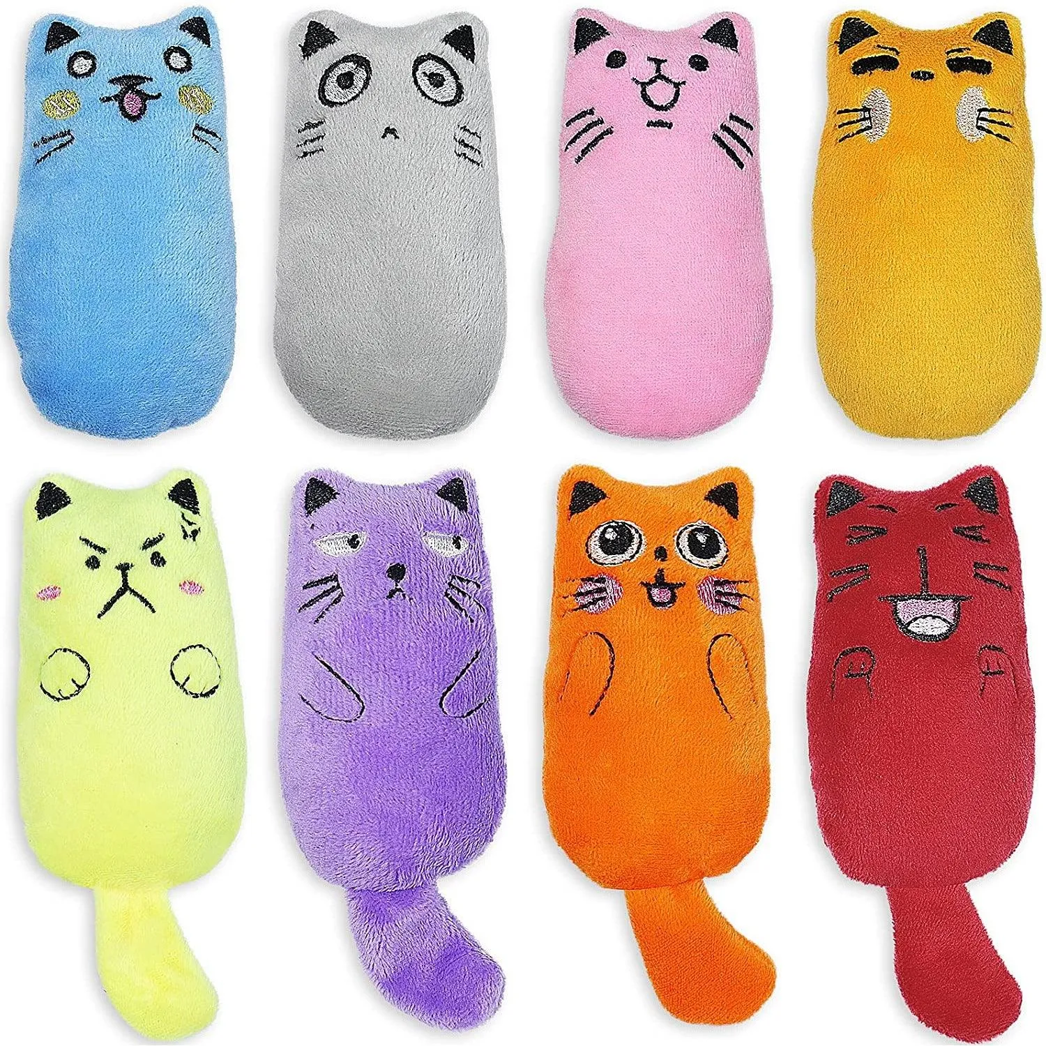 Catnip Toys, [8 PCS] Soft Plush Cat Nip Chew Toy for Indoor Cats, Interactive Kitten Pillow Kitty Teething Toy