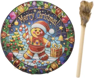 Christmas Decoration Drum Musical Instrument Drum with Drum Stick Home Decor Musical Toy Kids Drum for Living Room Indoor, Colorful Candy Pattern