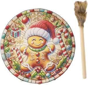 Christmas Decoration Drum Musical Toy with Drumstick Home Decor Decorative Musical Instrument Drum for Office, Cane Pattern